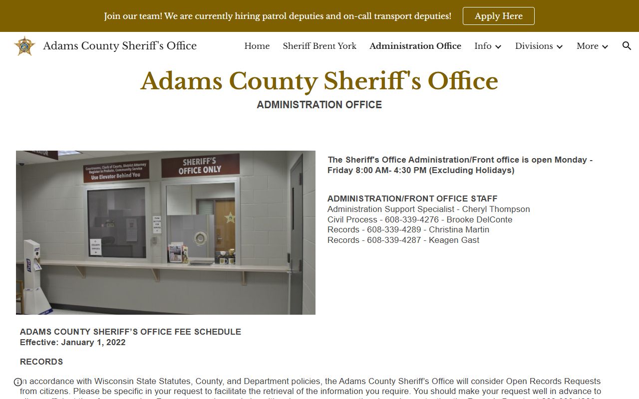 Adams County Police Blotter at the Adams County administration office