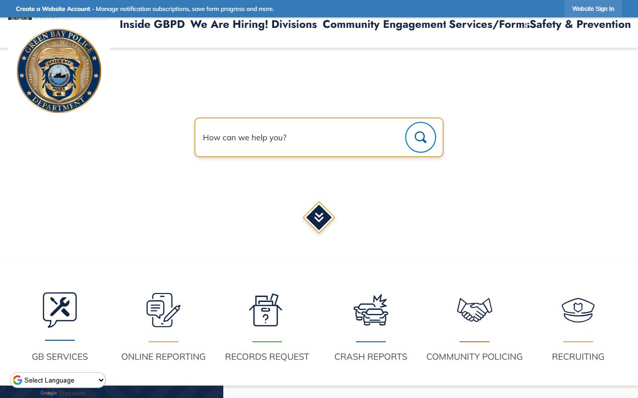 Brown County Police Blotter at Green Bay Police records page