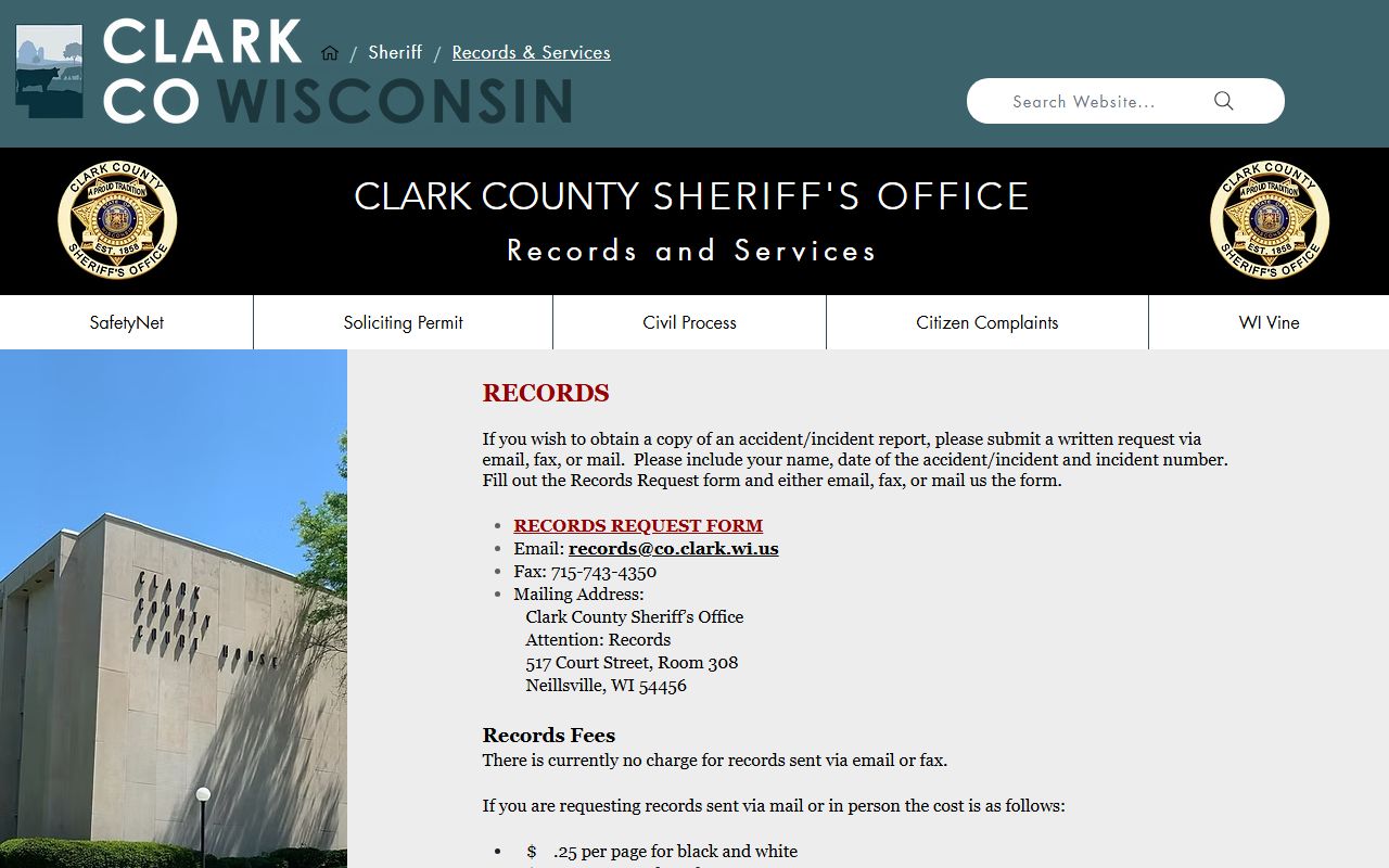Clark County Police Blotter records and services page