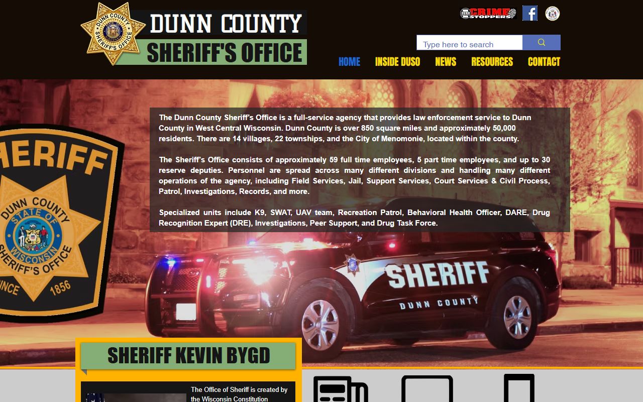 Dunn County Police Blotter at the Dunn County Sheriff's Office