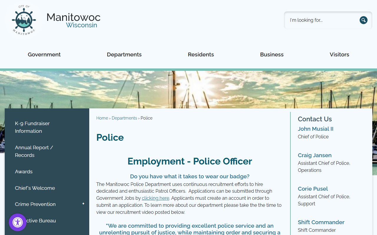 Manitowoc County Police Blotter at Manitowoc Police Department