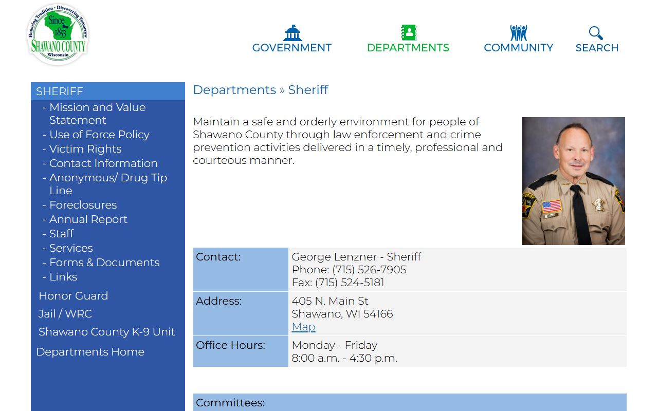 Shawano County Police Blotter at the Shawano County Sheriff's Office