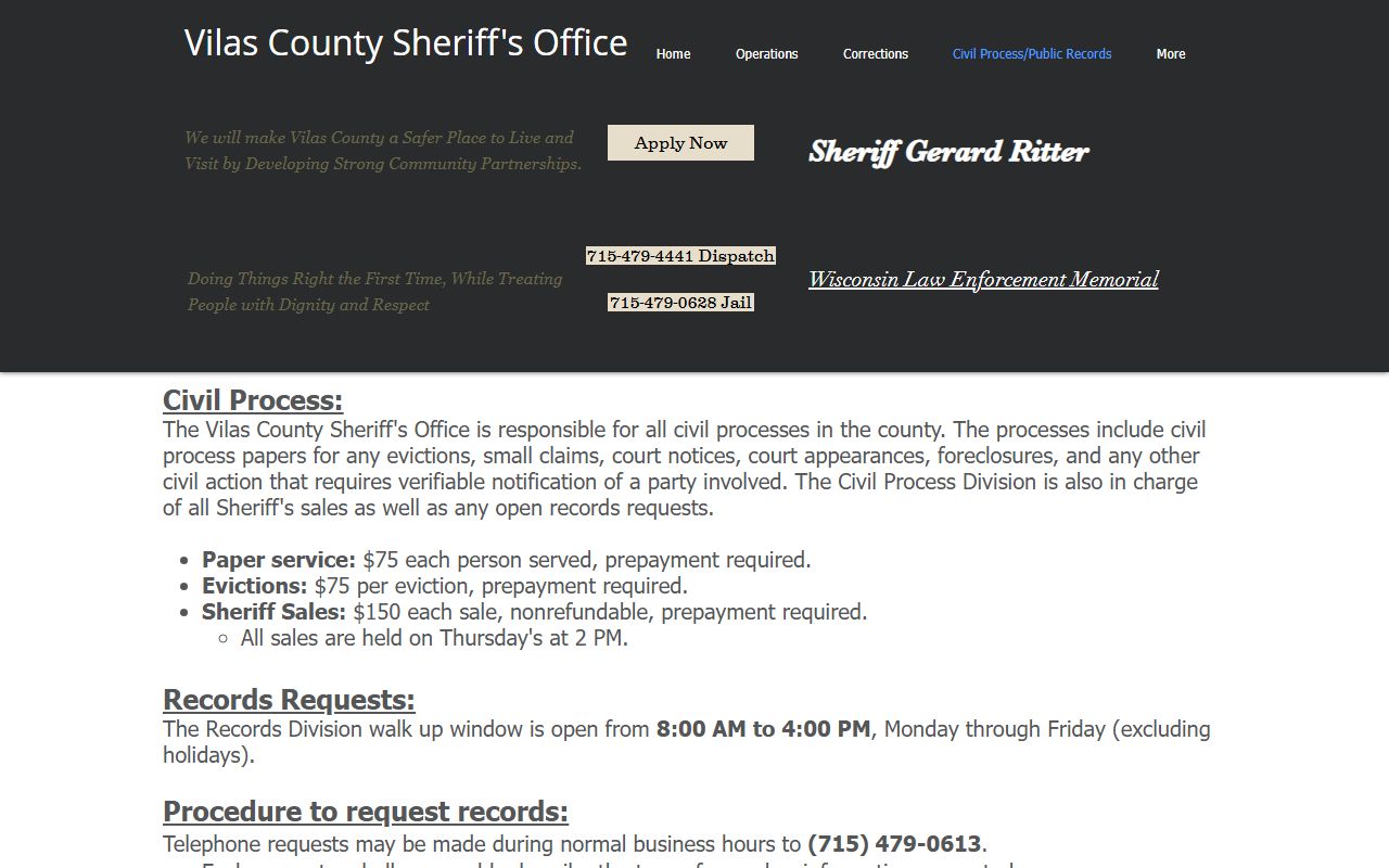 Vilas County Police Blotter sheriff contact source