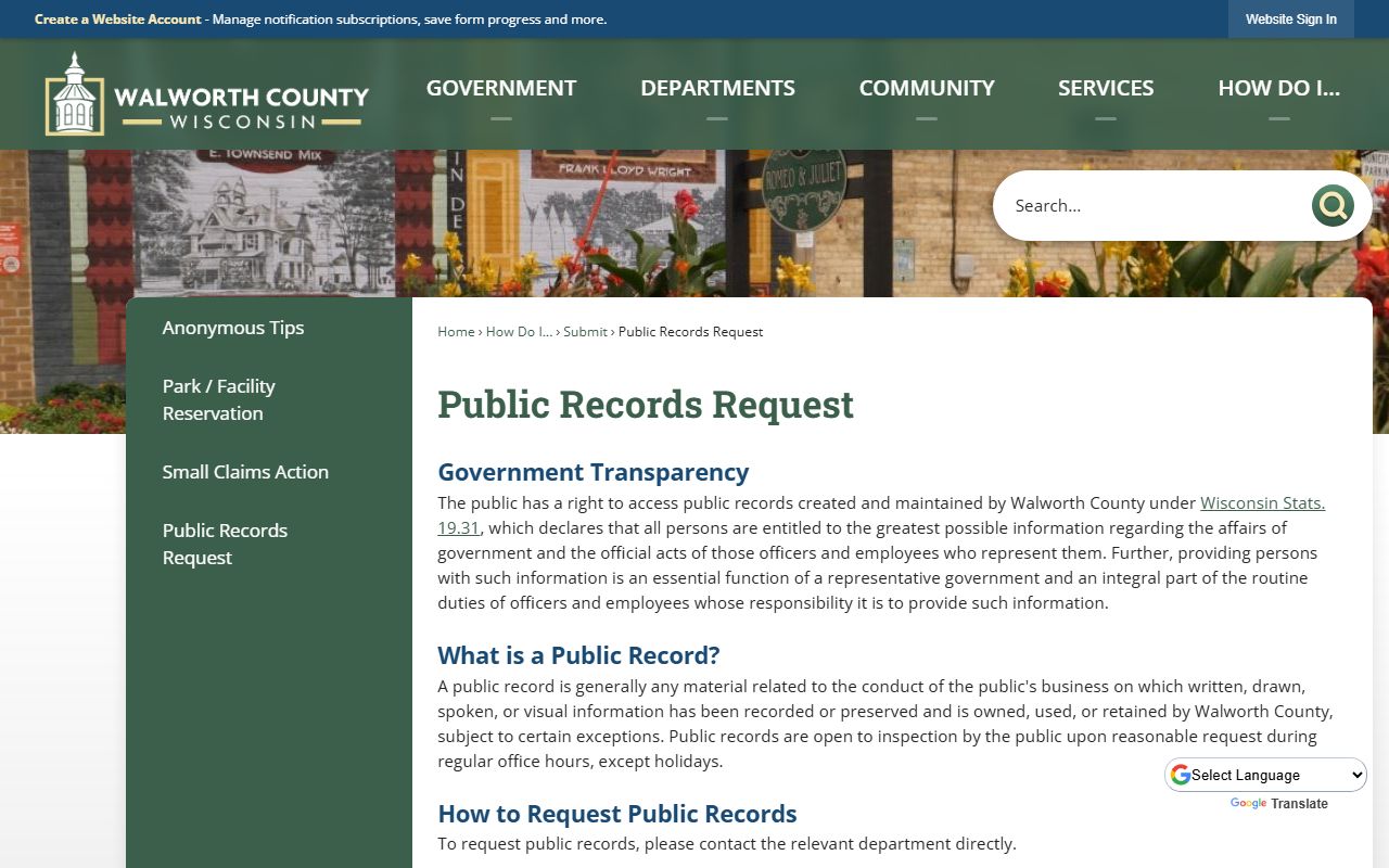 Walworth County Police Blotter records request source