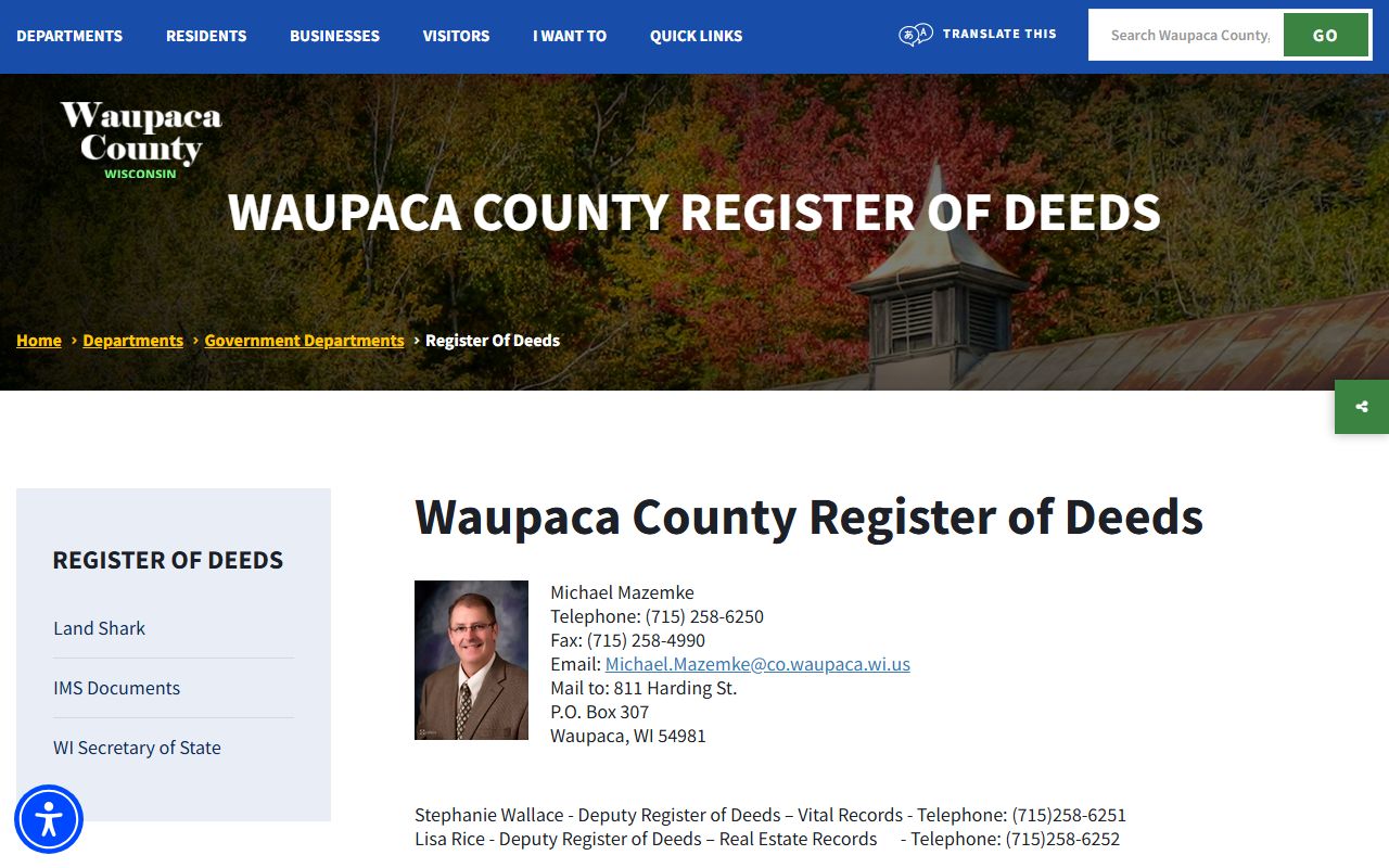 Waupaca County Police Blotter register of deeds source