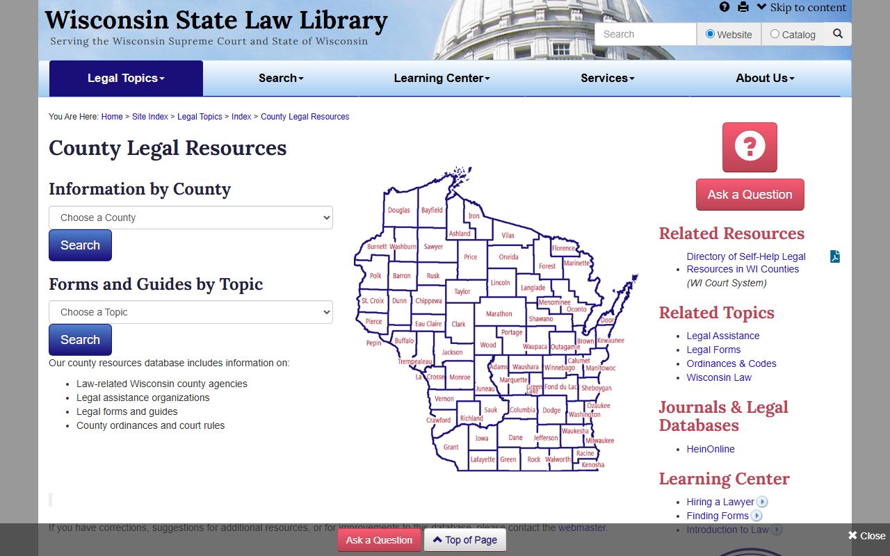 Wisconsin Police Blotter and Wisconsin State Law Library county resources